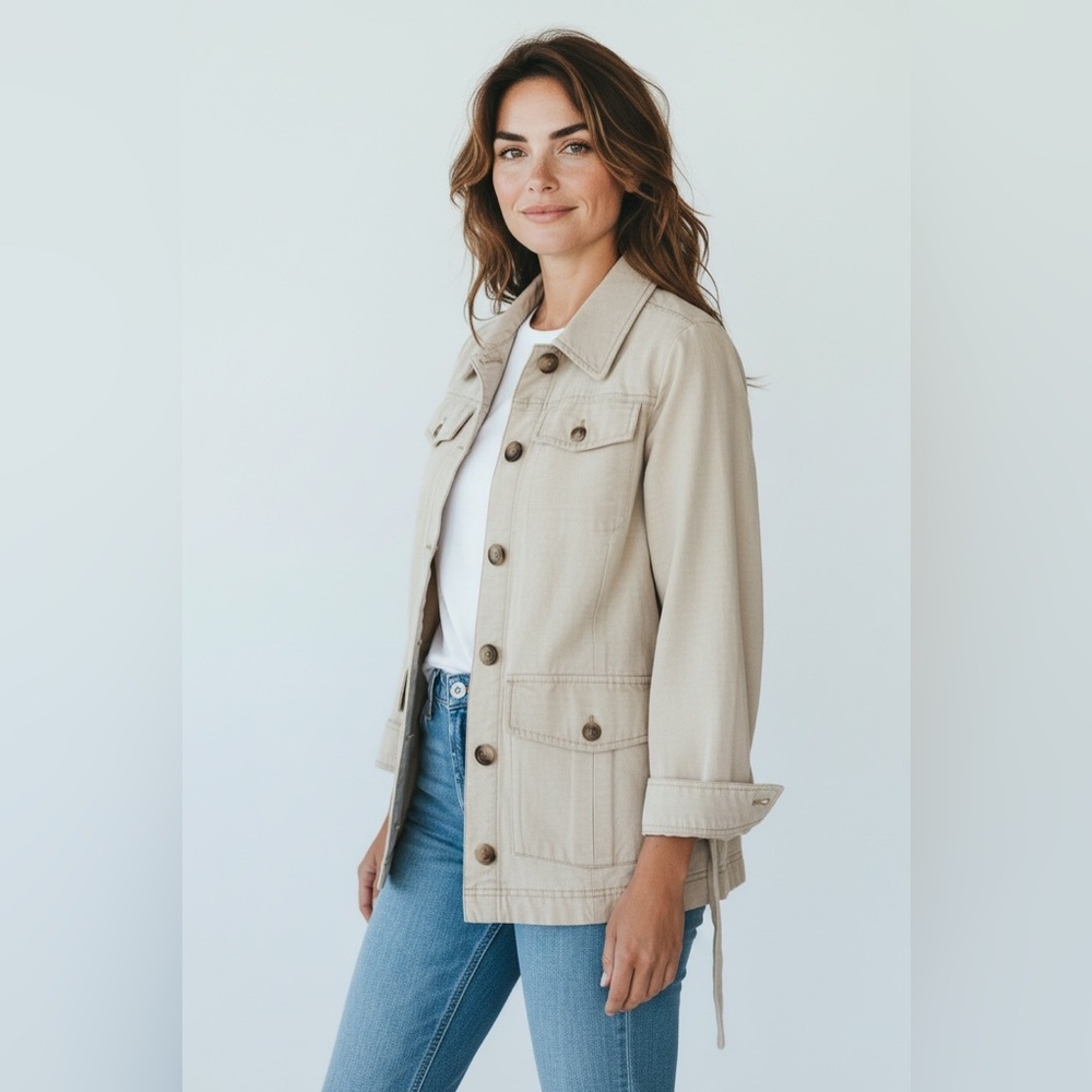 Baum Und Pferdgarten linen utility jacket with tie waist boxy work chore jacket